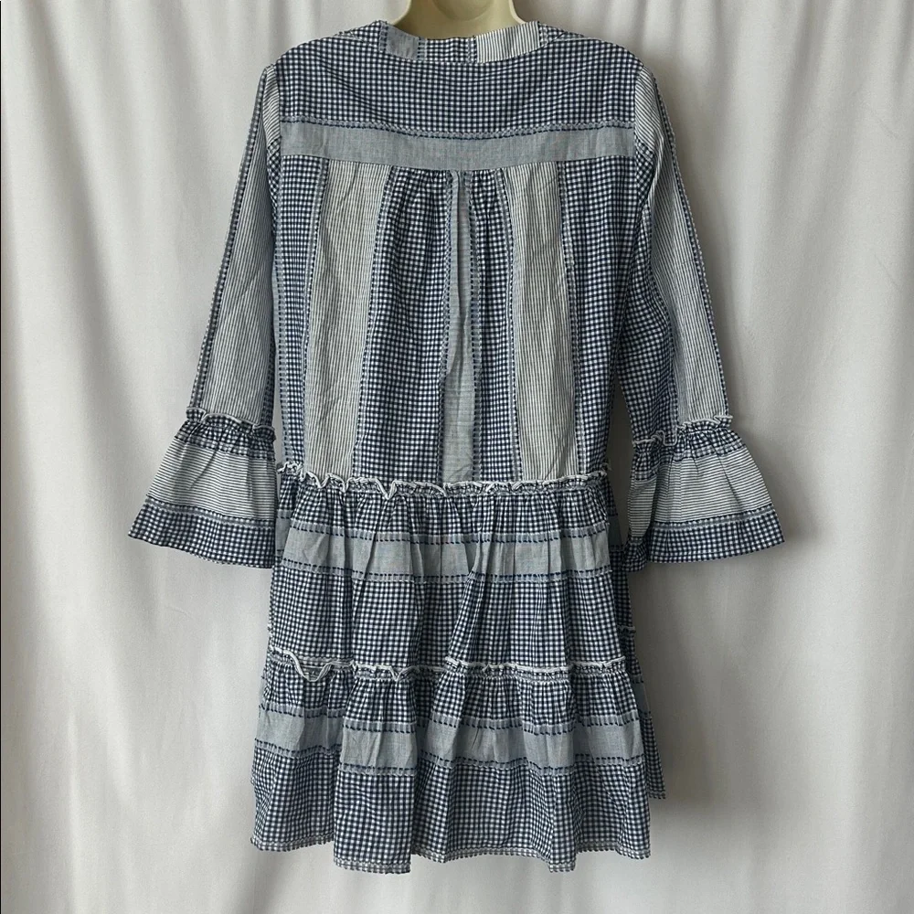 Pomander Place NWT Cute Blue Gingham Ruffled Hem 3/4 Sleeve Dress **Size S** 🌸🌸 - Picture 2 of 7